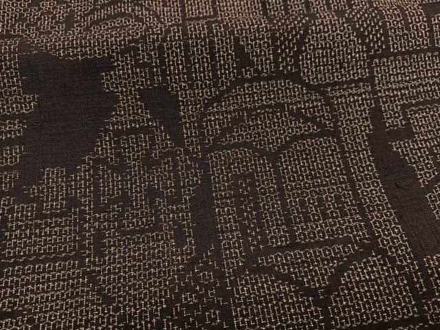 平和屋着物○本場結城玉紬 西洋風景文 結織苑扱い 証紙付き 正絹 逸品  