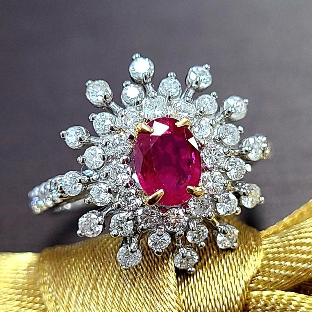 最高級 ピジョンブラッド 0.7ct ルビー ダイヤ プラチナ 18金