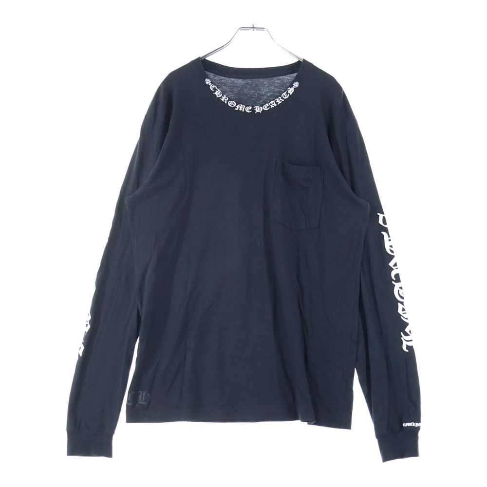クロムハーツブラック ロゴ入り 長袖カットソー クロムハーツ カットソー ロングTシャツ ホースシュー Lサイズ