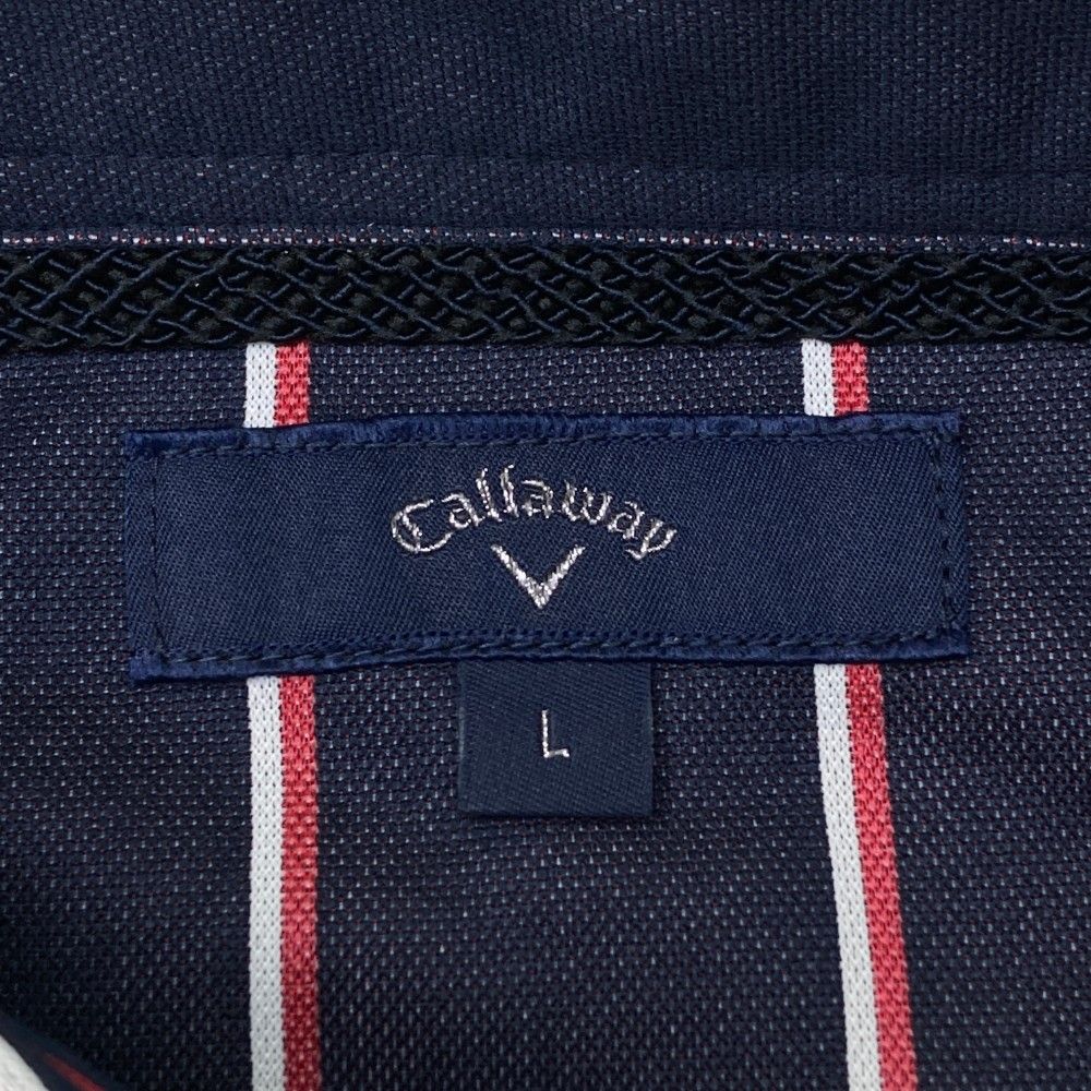 サイズ：L CALLAWAY キャロウェイ 2024年モデル 長袖シャツ ストライプ柄 ネイビー系 [240101424946] ゴルフウェア レディース ストスト 1-240101277874-m-01-pl.jpg