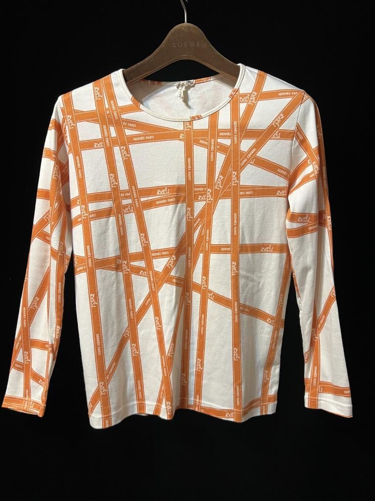 HERMES マルジェラ期 長袖Tシャツ リボン柄 ボルデュック柄 y2k 楽天