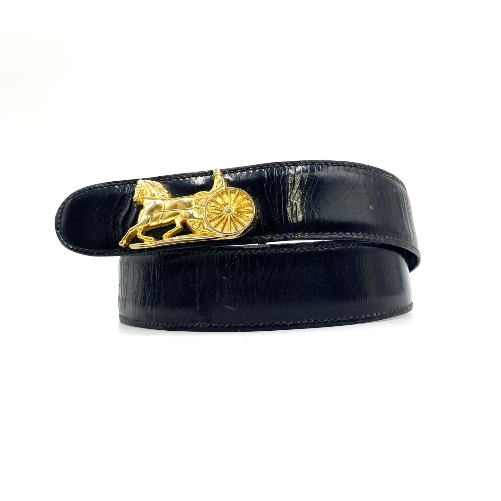 CELINE セリーヌ ベルト ゴールド バックル 馬車金具 ロゴ CELINE CARRIAGE LOGO DESIGN LEAHER BELT/セリーヌ馬車ロゴ