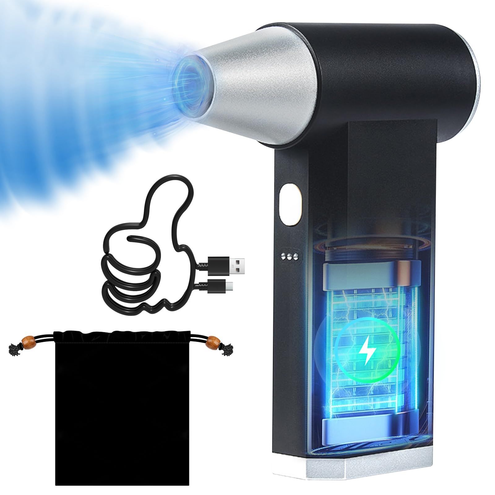 Tusina エアダスター 2025業界新登場最強電動ブロワー瞬間的な強風 3段階風量調整 Type-C急速充電 最大風速55m|s 4000mAh大容量 持ち運び収納に最適 収納ポーチ付き PC掃除|キーボード|家具|車内|エアコン 日本語取扱説明書…