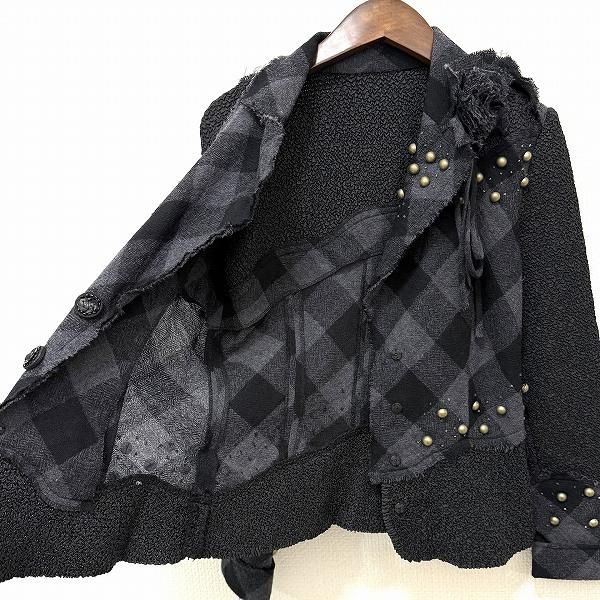 ノコオーノ 美品 anc ノコオーノ NOKOOHNO ジャケット 38 黒 グレー チェック