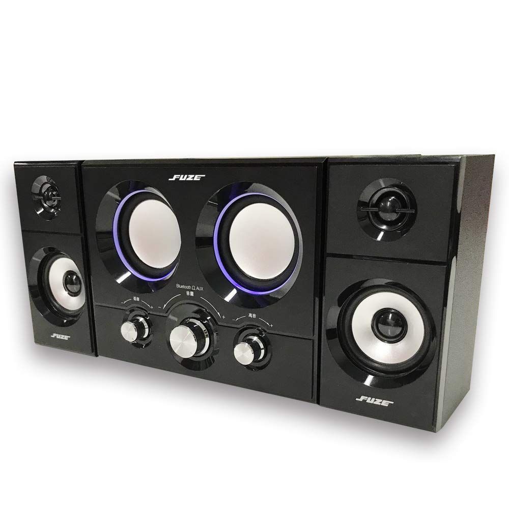 FUZE 2.1ch アンプ内蔵 Bluetooth スピーカー DAS219BT ブラック Bluetooth AUX ダブルウーファー 重低音 ホームシアター