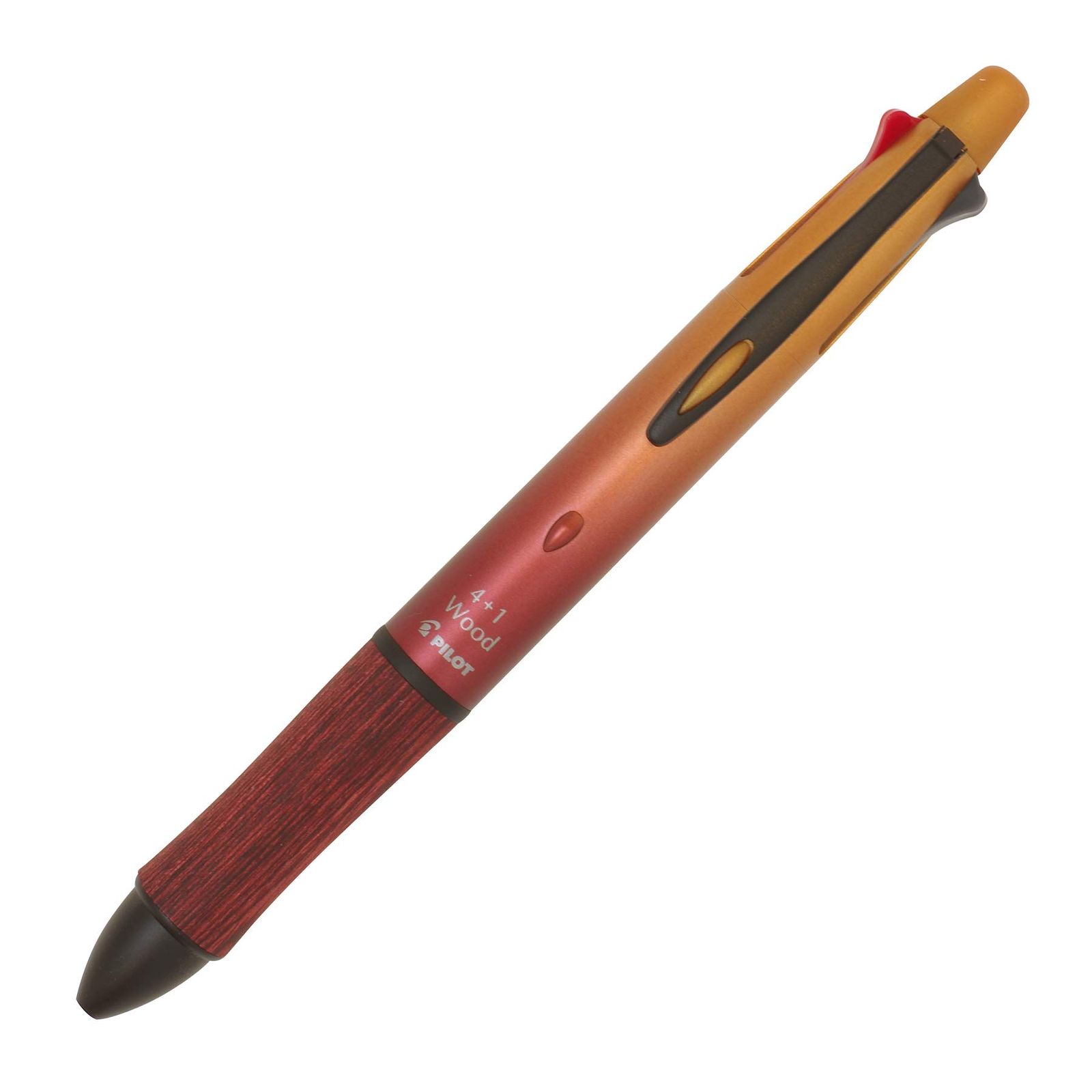 PILOT 4 1ウッド|Wood グラデーションレッド 多機能ペン アクロインキ搭載 PBKHFW2S