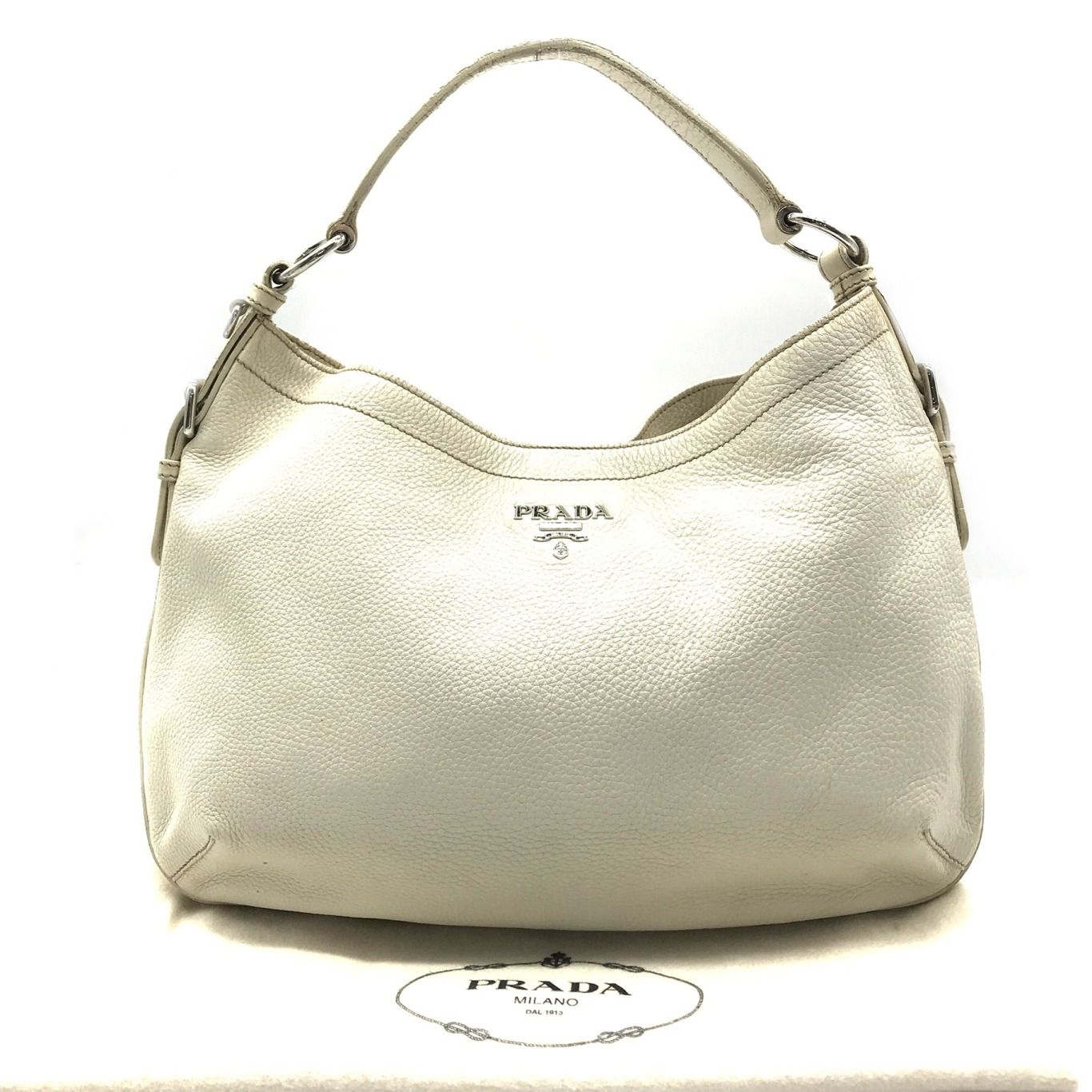 PRADA プラダ ヴィッテロダイノ レザー ワン ショルダー バッグ 白 