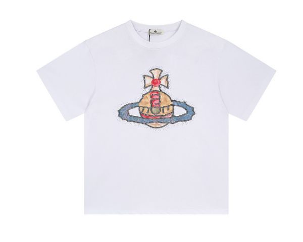 Vivienne Westwood ヴィヴィアンウエストウッド Tシャツ 半袖 新作 レディース メンズ ファッション 男女兼用（ホワイト）