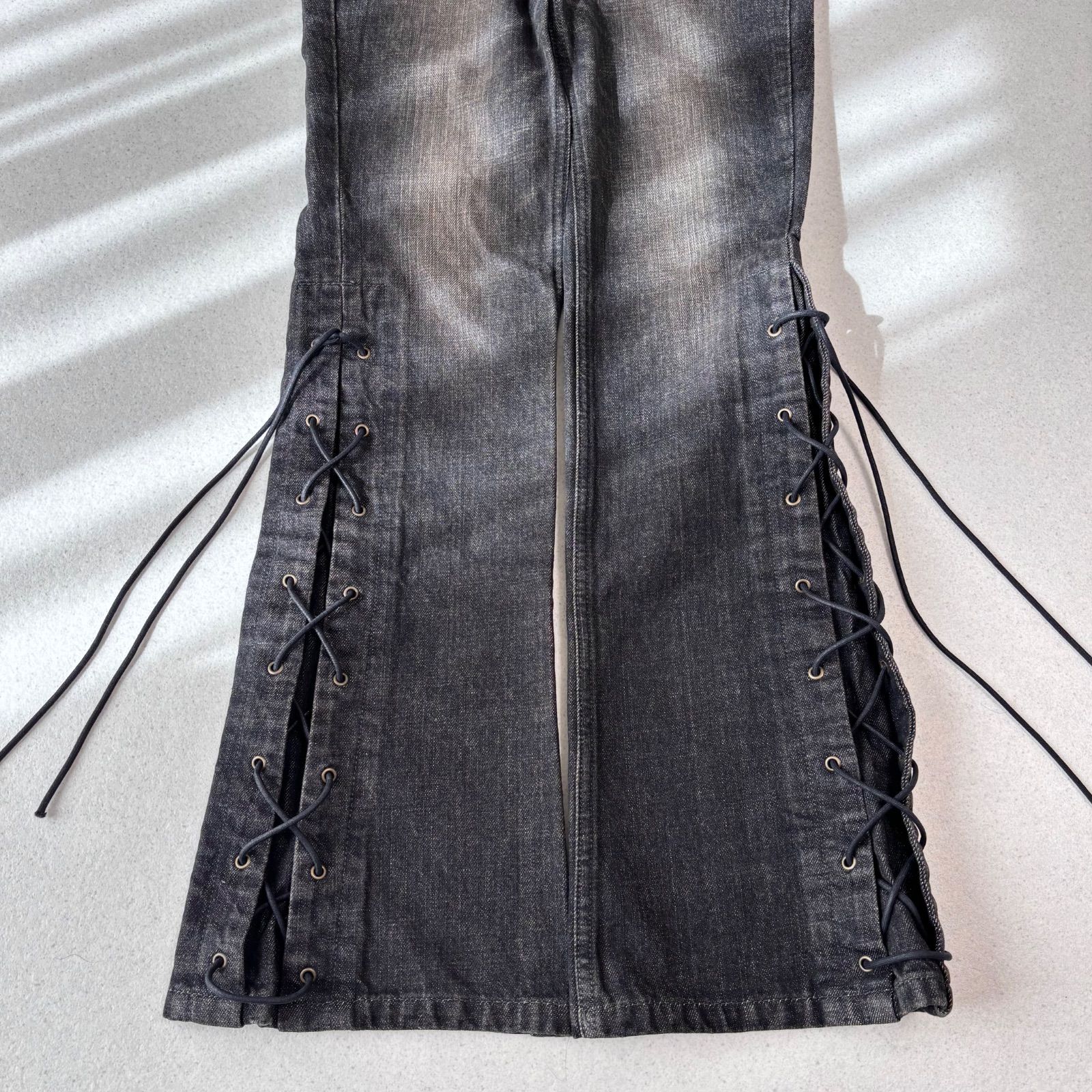 Y2K 平成 Morgan homme race up flare black denim s 00s ギャル お兄