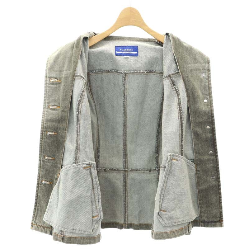 バーバリーブルーレーベル　デニムジャケット　デニムブルゾン　ウォッシュ加工　M バーバリーブルーレーベル BURBERRY BLUE LABEL デニム