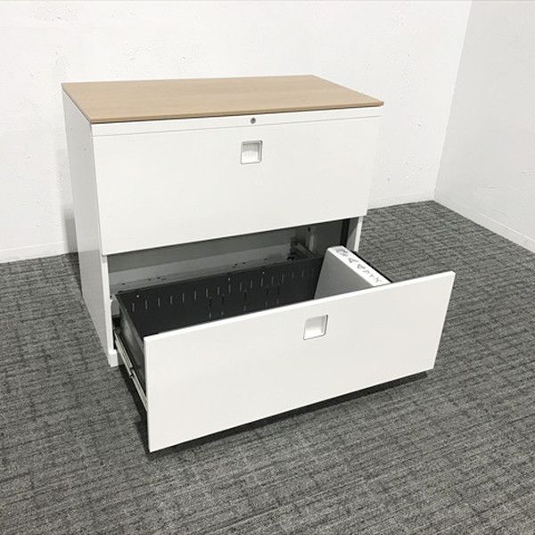 ラテラルキャビネット 2段 レクトライン 天板付 スチール オカムラ ネオホワイト