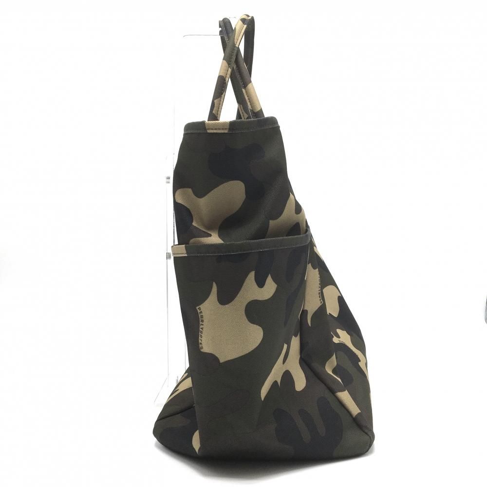 【美品】パーリーゲイツ ビッグトートバッグ カーキ×黒 カモフラ ニコちゃん 迷彩 ロッカーバッグゴルフ PEARLY GATES