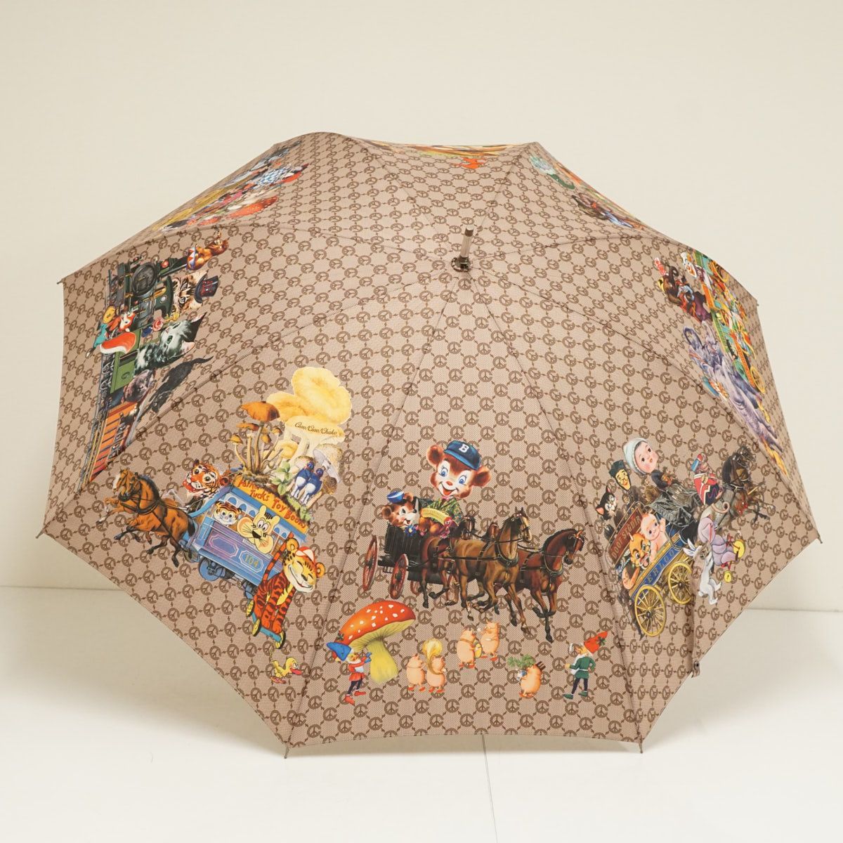 傘 CIAO!CIAO!CHAKO チャオチャオチャコ モノグラム 馬車 汽車 小人 動物 イラスト 個性的 60cm S3249
