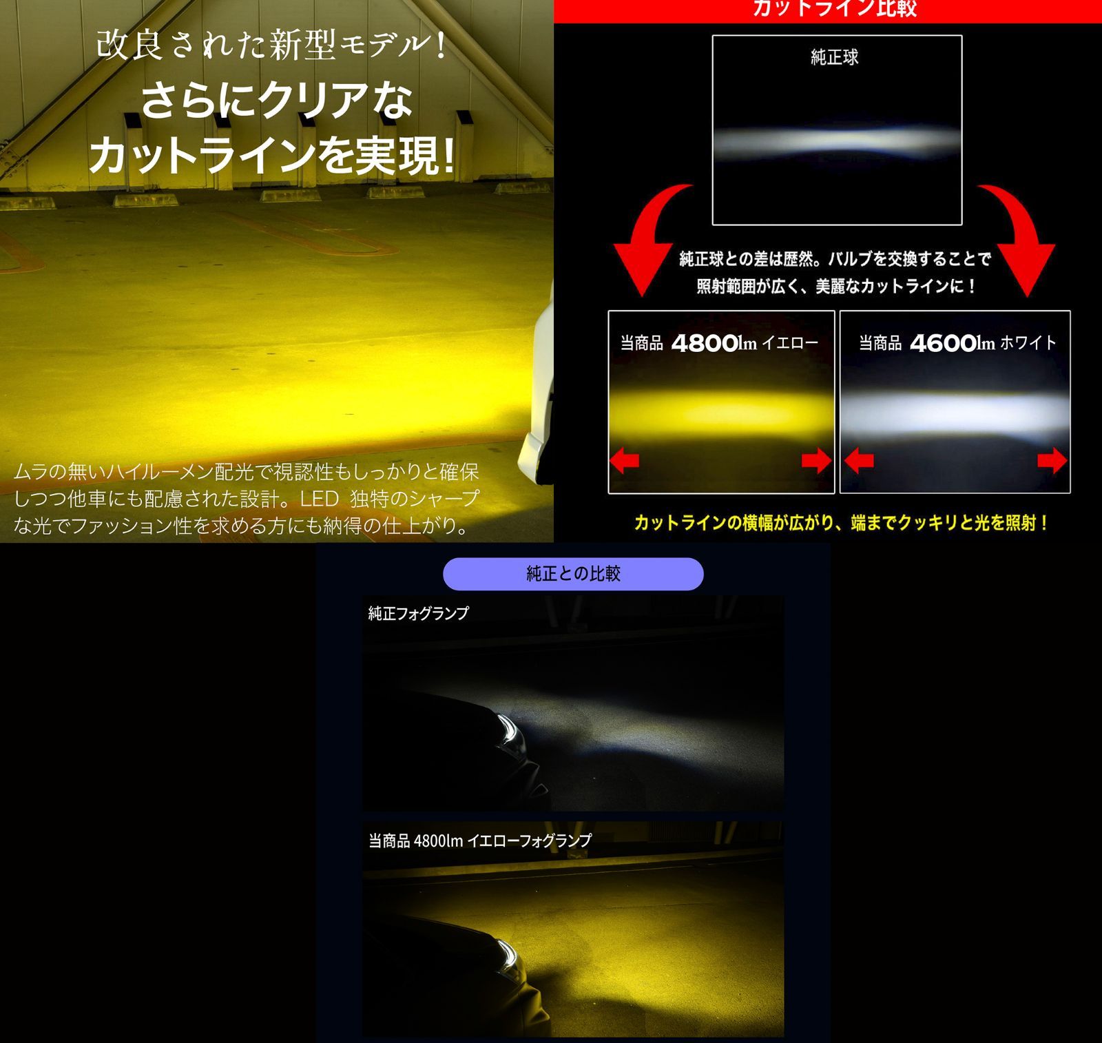 レクサス F SPORTS versionC H30.11～ LED フォグランプ VELENO 4800lm イエロー 4600lm ホワイト 純正交換 純正LED LEDフォグランプ L1B LEDフォグ
