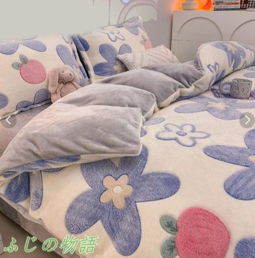 布団カバー おしゃれ シングル 花柄 掛け布団カバー 暖かい 洗える フリース 冬用 掛布団 もこもこ かわいい 掛布団カバー フランネル ふわふわ
