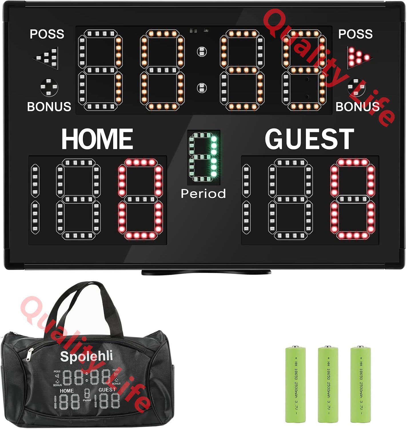 電池式LEDスコアボード 収納バッグ|電池|リモコン付き スポーツタイマー 得点板 11桁 1.2kg超軽量 操作簡単 スコア|回数|時間表示 マルチスポーツ バスケットボール|テニス|バレーボール|ボクシング|卓球用 PSE認証济