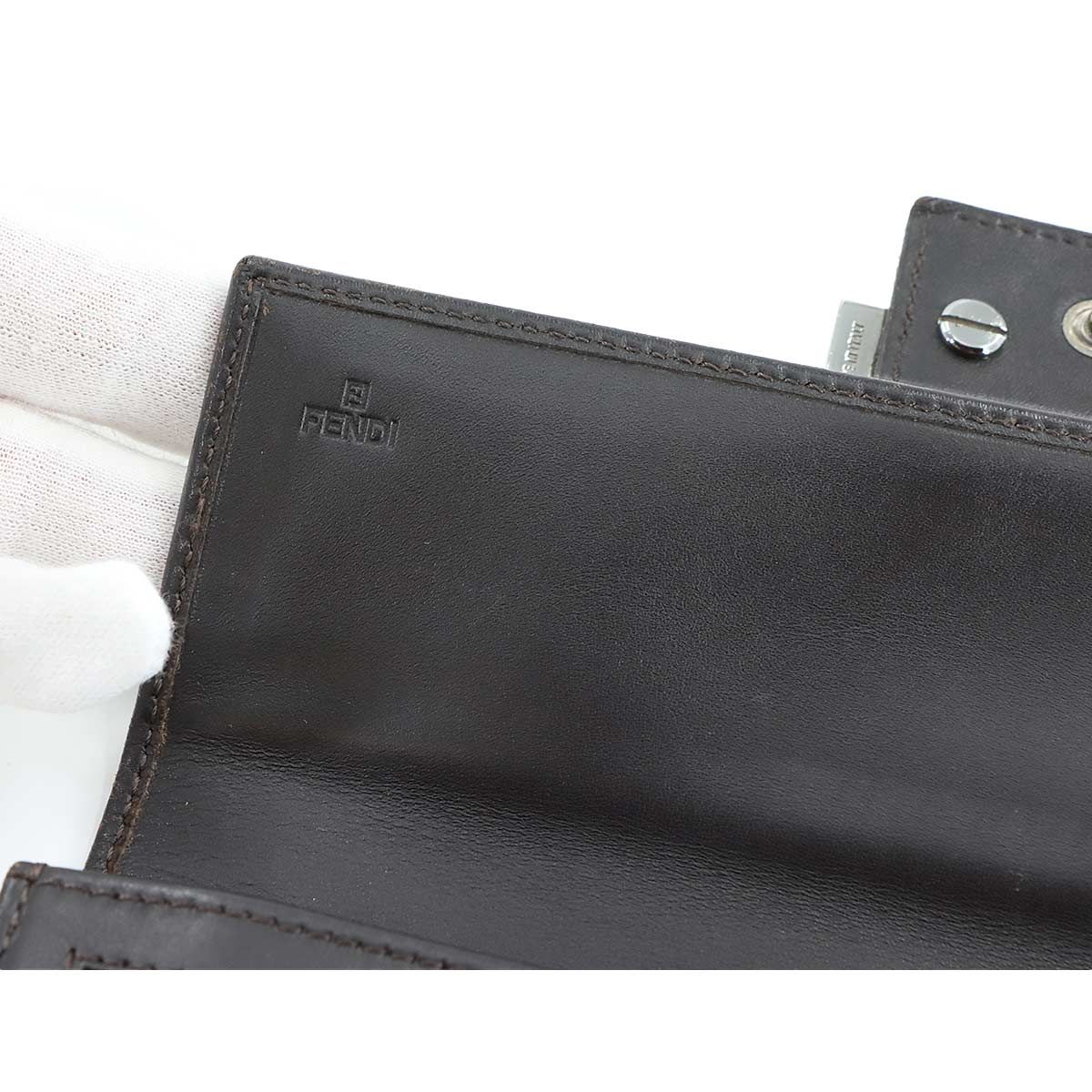 フェンディ FENDI ズッキーノ 二つ折り 長財布 キャンバス レザー  