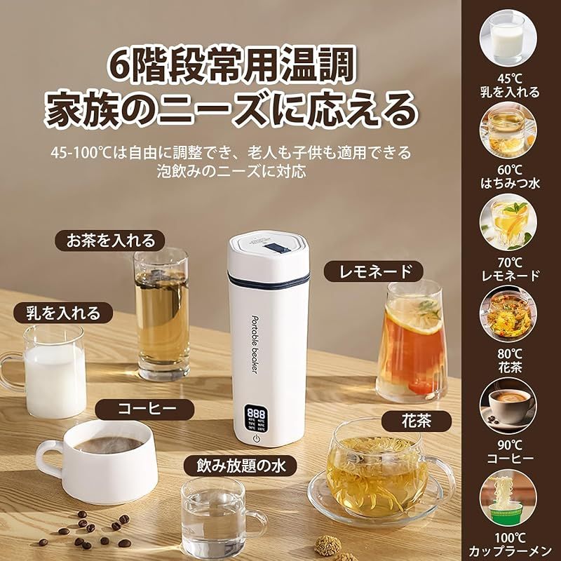 45℃～100℃の6階段の温度 お湯が沸かせる水筒
