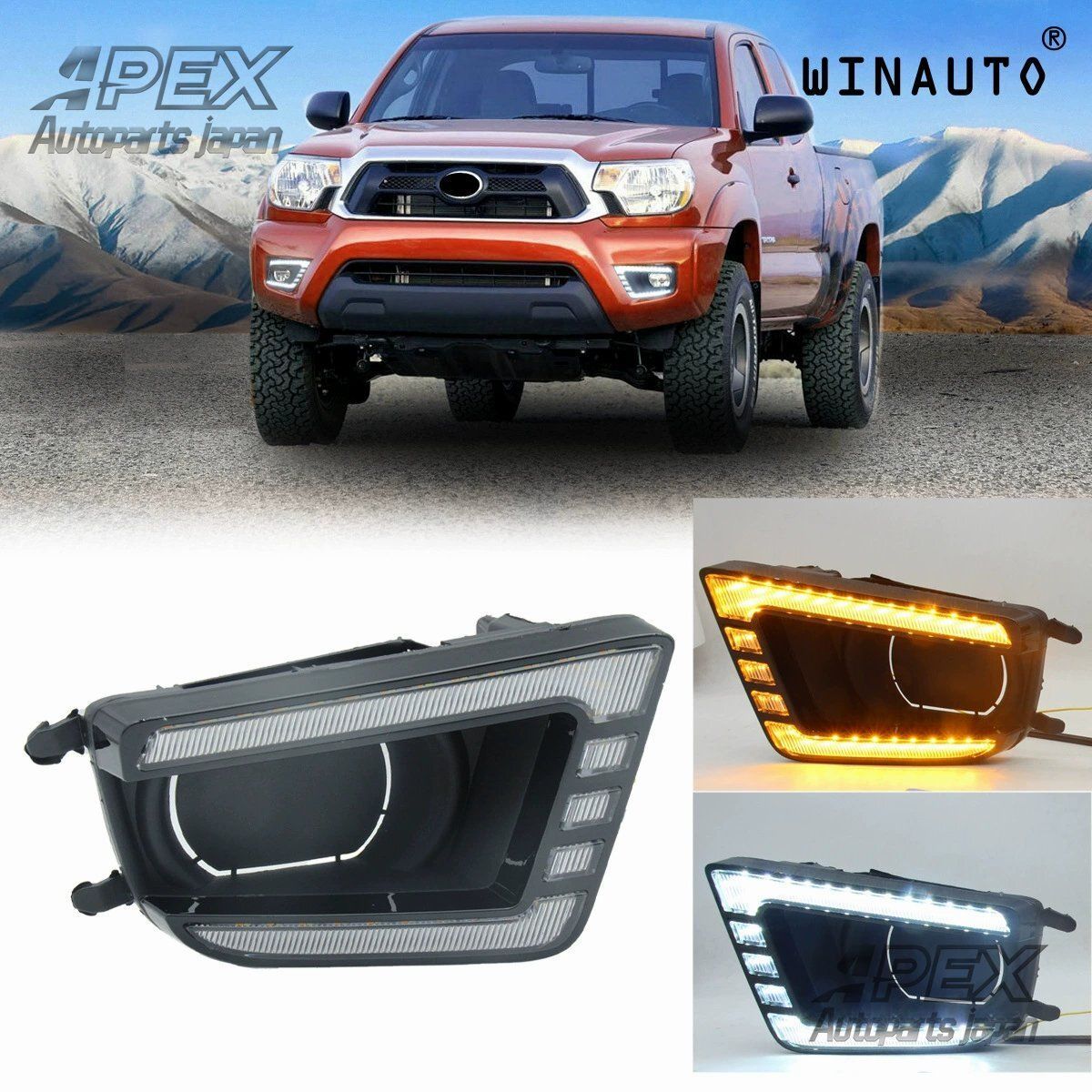 トヨタ タコマ 2012-2015年モデル用 デイライト付き 双方向機能 フォグランプ 改造キット