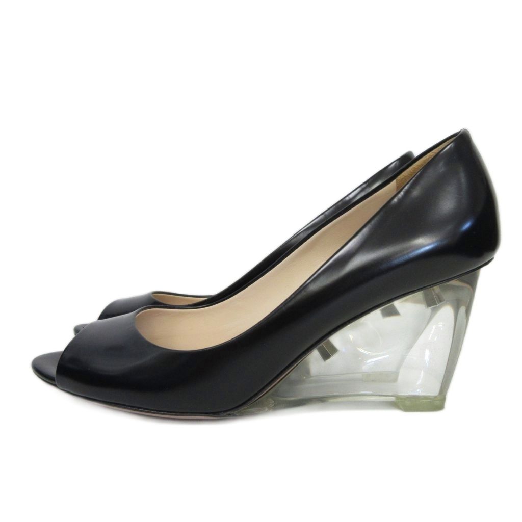 プラダ PRADA 極美品 クリアヒール パンプス オープントゥ