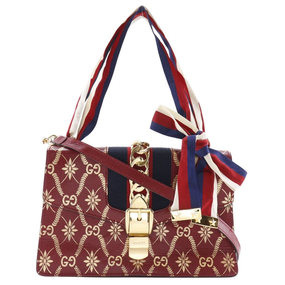 GUCCI】グッチ シルヴィ シェリーライン GG 2WAY 524405 レザー 赤 