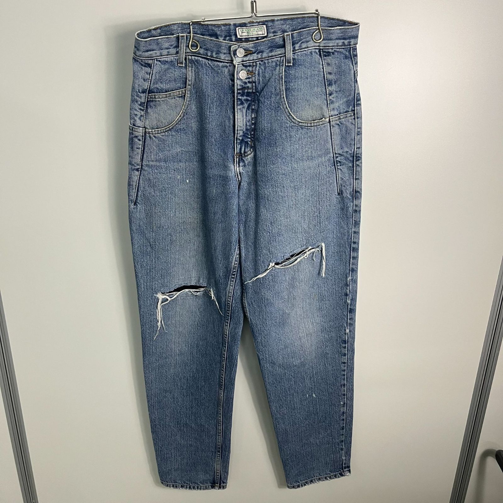 90s GUESS ダメージデニムパンツ USA製 ジッパーフライ ゲス アメリカ