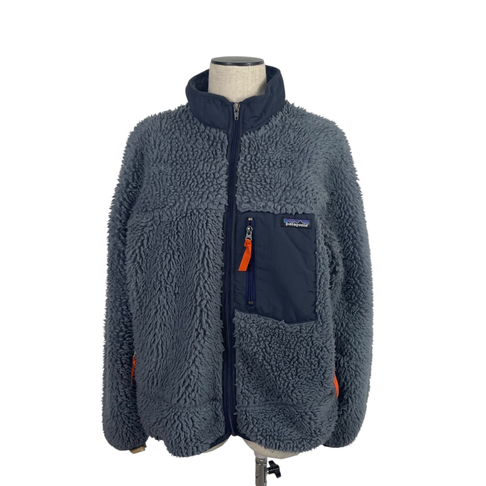 美品Patagoniaパタゴニア裏ボアジャケット XL 14サイズ ネイビー 楽天