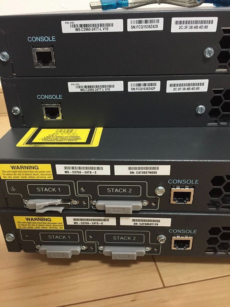 【CCNA、CCNP】4台セットCiscoL3L2スイッチ3750、2960