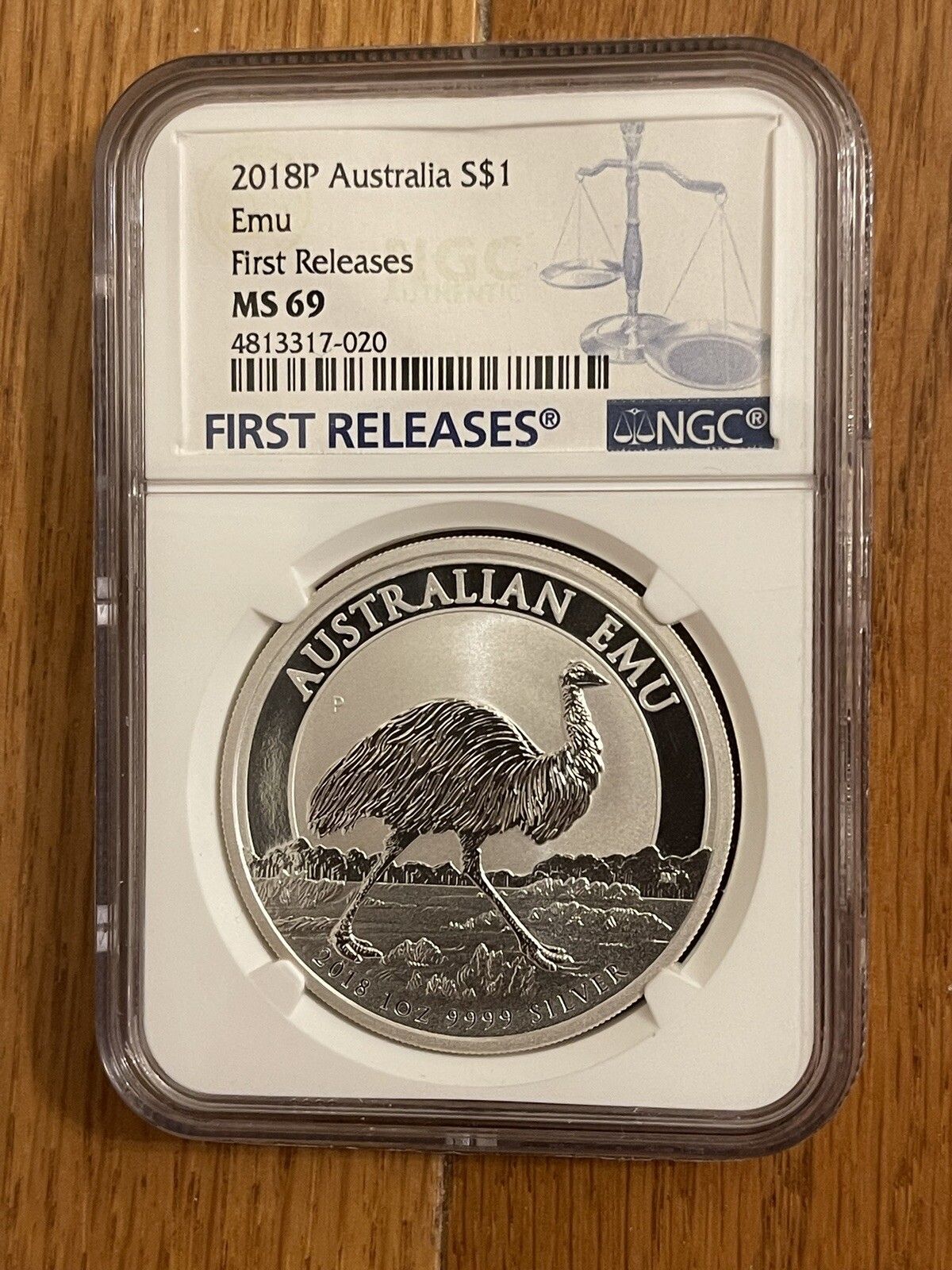 2018-P Atralia 1 oz Silver Emu $1 NGC MS69 First Releases Blue Label