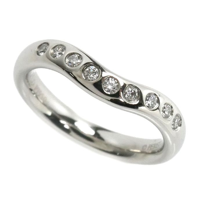 g4445　Tiffany&Co.　Pt950　カーブバンドダイヤリング　USED　美品　#11.5　3.6g