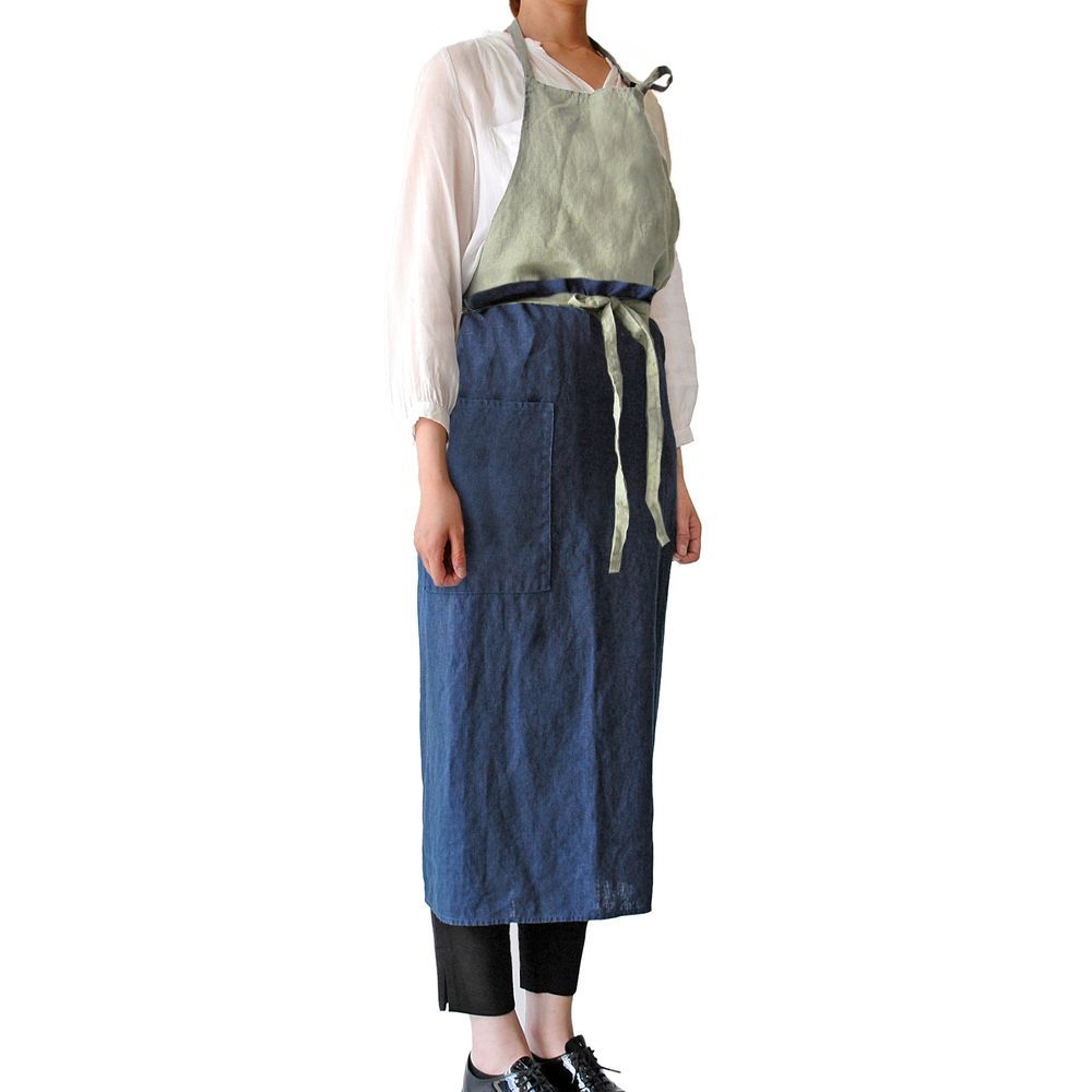 ☆ LGR/NV ☆ Linne バイカラーエプロン おしゃれ エプロン リネン ☆ LGR/NV ☆ Linne バイカラーエプロン おしゃれ エプロン リネン