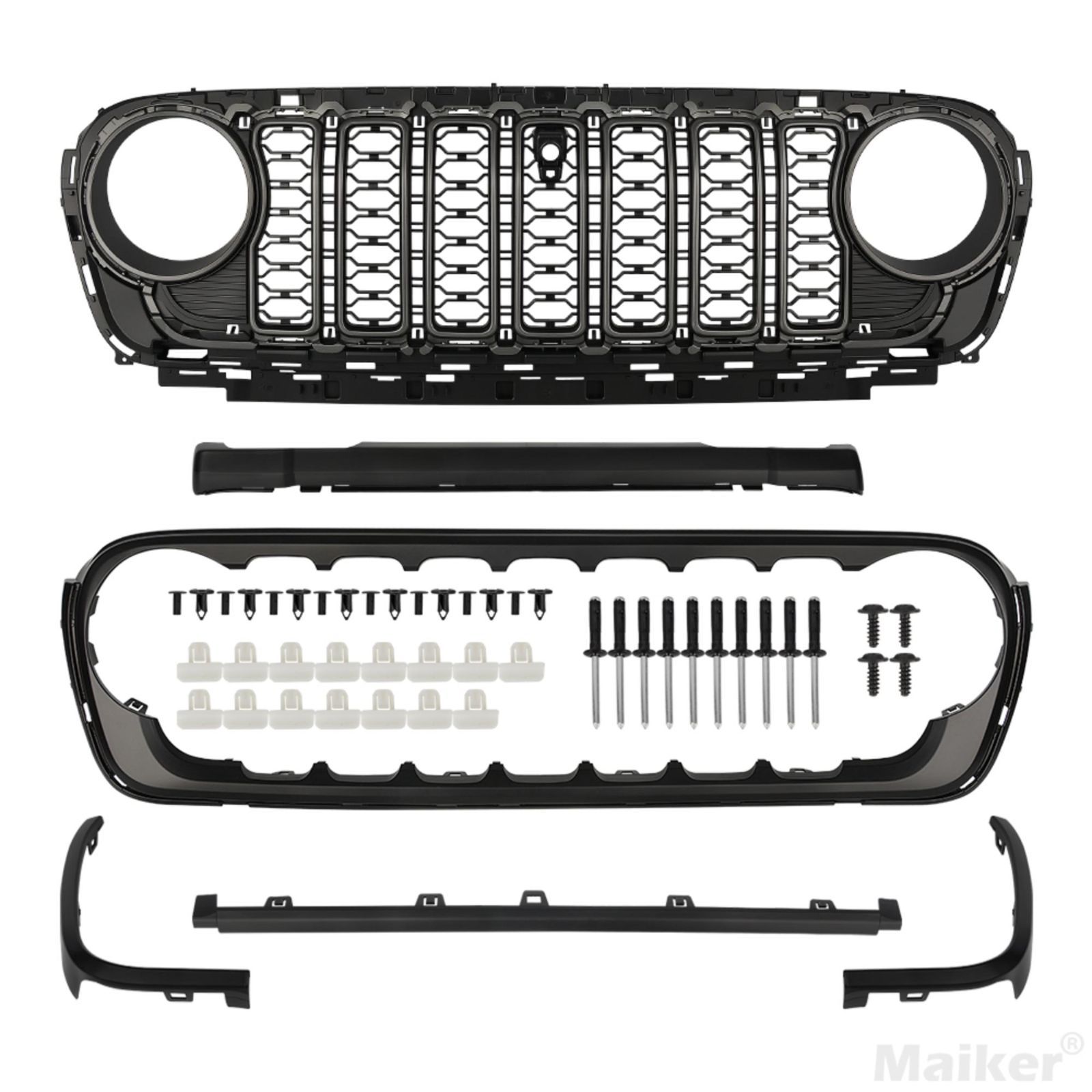 ラングラー JL フロントグリル RGB LED ライト付き Grille