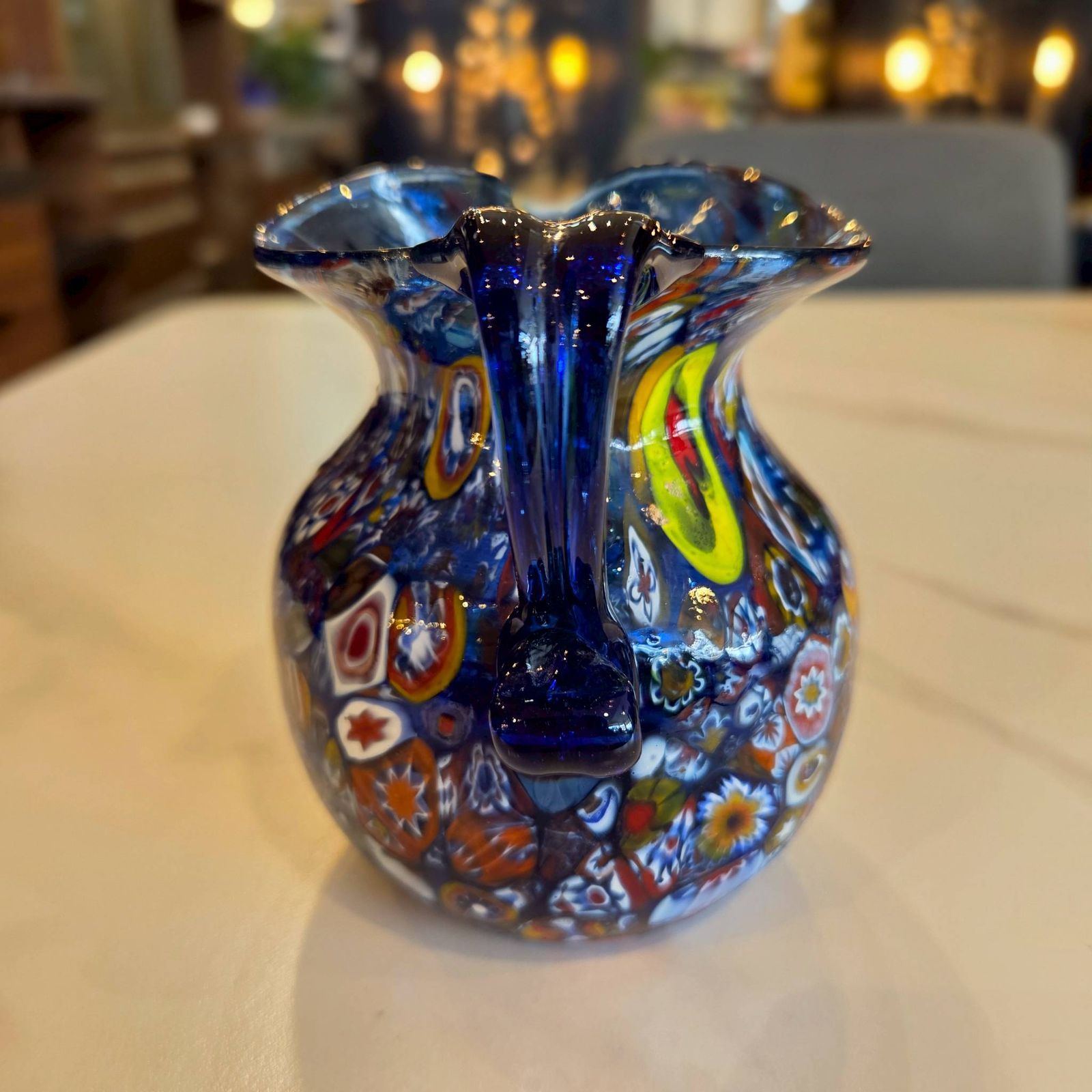 美品】MURANO GLASS ムラーノガラス 水差し ブルー イタリア製