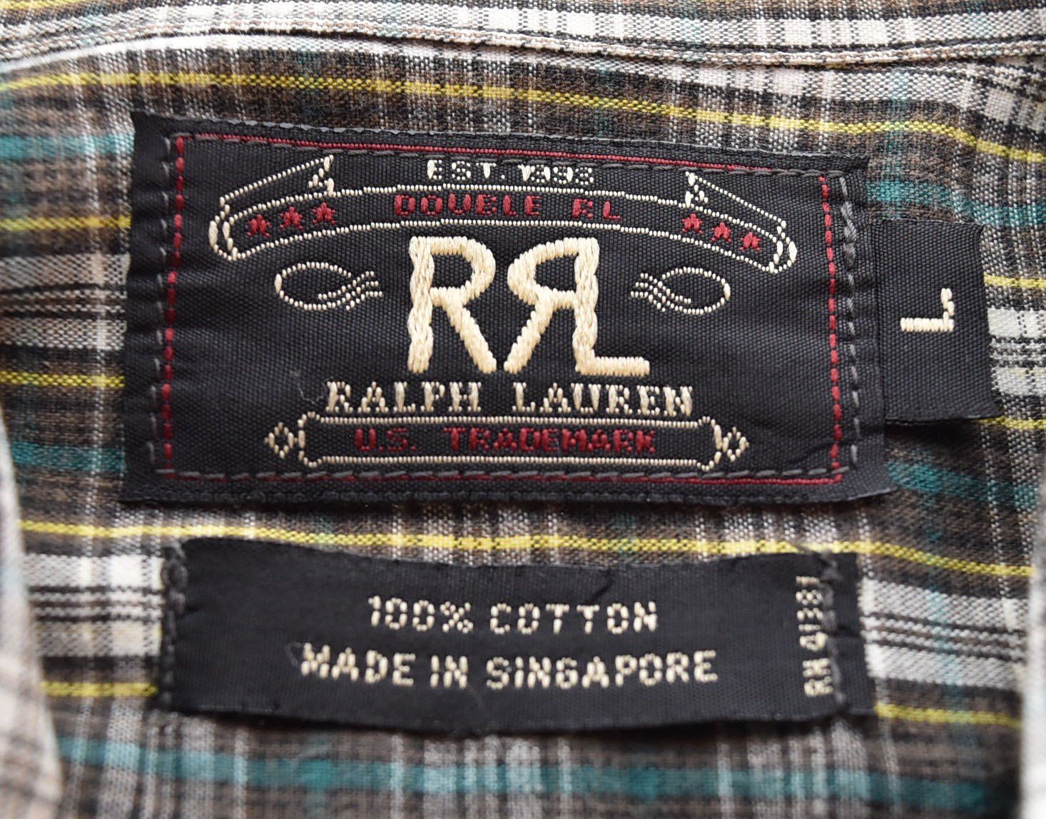RRL 三つ星　半袖シャツ ダブルアールエル RRL 三ツ星 三つ星 90's チェック シャツ 半袖