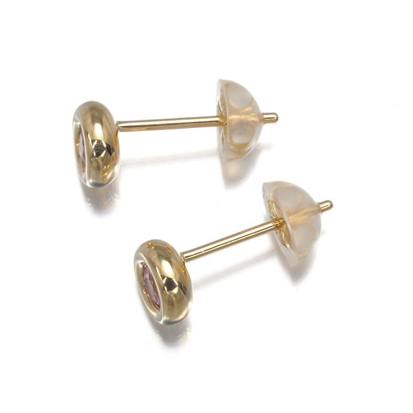 ミキモトペルリータ ピアス ピンクサファイア 一粒 K18YG #169407  