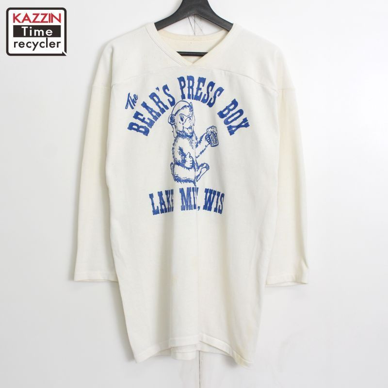 70s vintage RUSSELL フットボールＴシャツ メンズ 表記Lサイズ