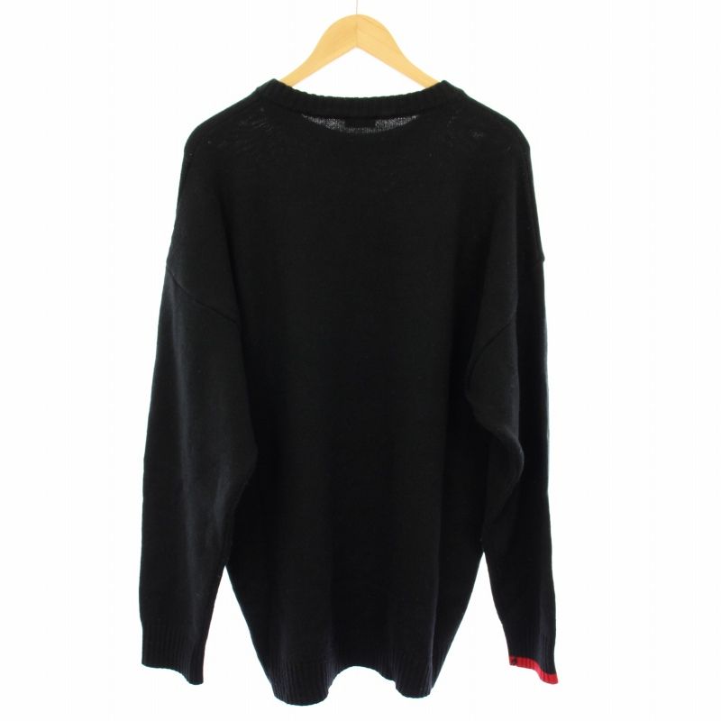 ディーゼル DIESEL ニット セーター ロゴ 長袖 L 黒 赤 IT002555 /TK