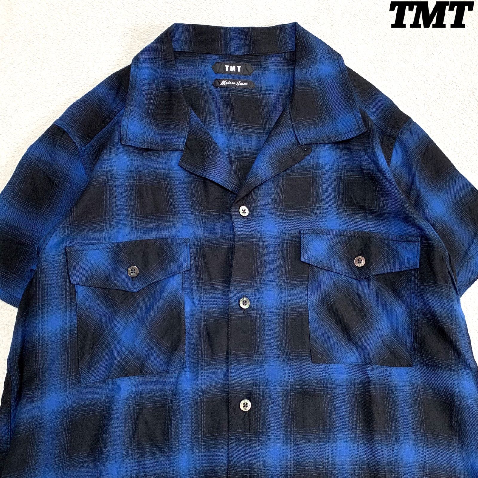 【TMT】 ティーエムティー オンブレチェック 半袖シャツ ダメージ加工 TMT】 ティーエムティー オンブレチェック 半袖シャツ ダメージ加工