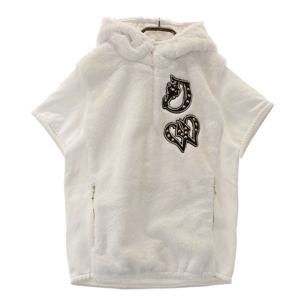 サイズ：3 DANCE WITH DRAGON ダンスウィズドラゴン フード付 半袖ボアブルゾン ホワイト系 [240101416259] ゴルフウェア レディース ストスト