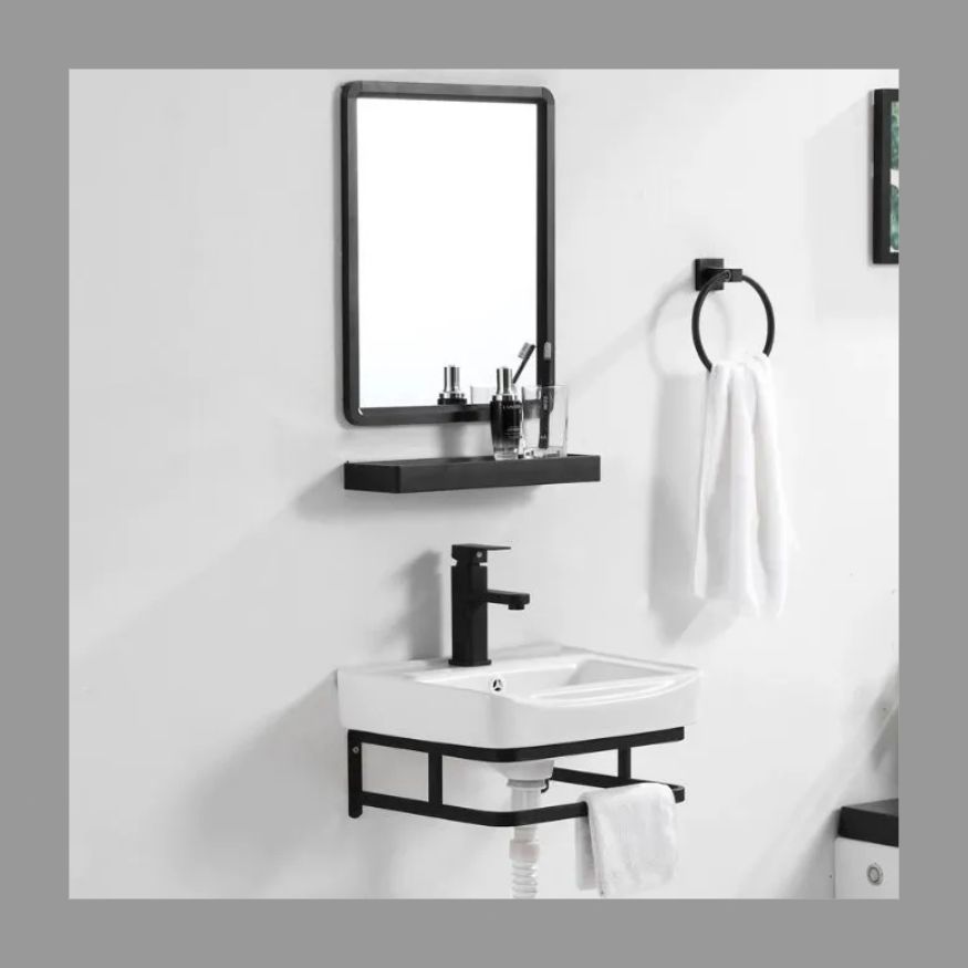 家庭用 壁掛け式 洗面ボウル 手洗い器 洗面ボール 浴室洗面台小型洗面所 洗面台セット シンク タオルハンガー付き 手入れが簡単 NEXPOTALLINN_EU