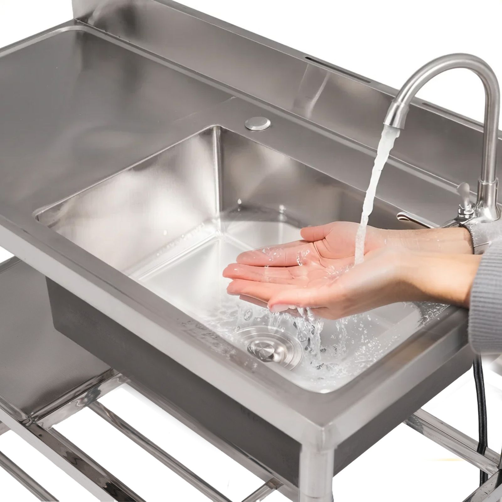 流し台 屋外 ステンレス 水栓付 蛇口付き シンク アウトドア 収納棚