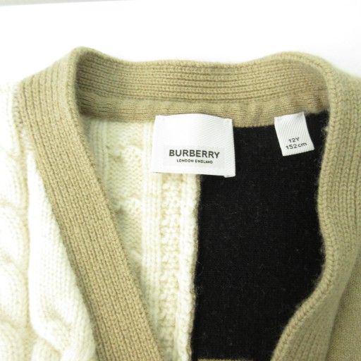 【おすすめ特集】 バーバリー BURBERRY 近年 ニット ブルゾン カーディガン カシミヤ混 ベージュ系 12Y 152cm キッズ レディース約XS 8036667 海外ファッション通販。