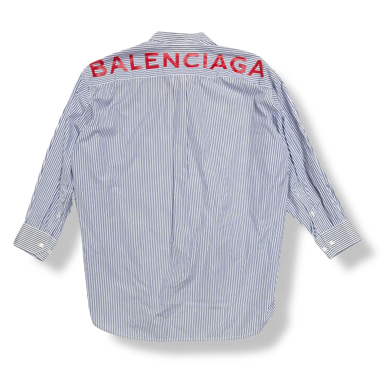 国内正規 BALENCIAGA バンドカラーストライプシャツ 長袖シャツ 