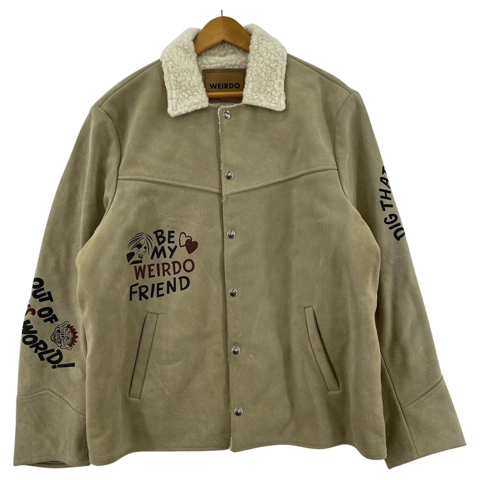 WEIRDO ウィアード 襟ボア レザー XL ボンバー ジャケット WEIRDO ウィアード 襟ボア レザー XL ボンバー ジャケット