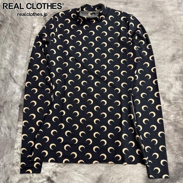 Marine serre|マリーンセル MOON PRINTED JERSEY SECOND SKIN HIGHNECK TOP INVERSE TAN|スキンハイネックトップ|長袖|XS