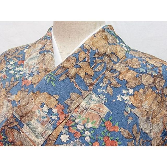 小紋 袷 時代風景絵図 淡ブルー 160cm前後ベスト 超美品 - メルカリ