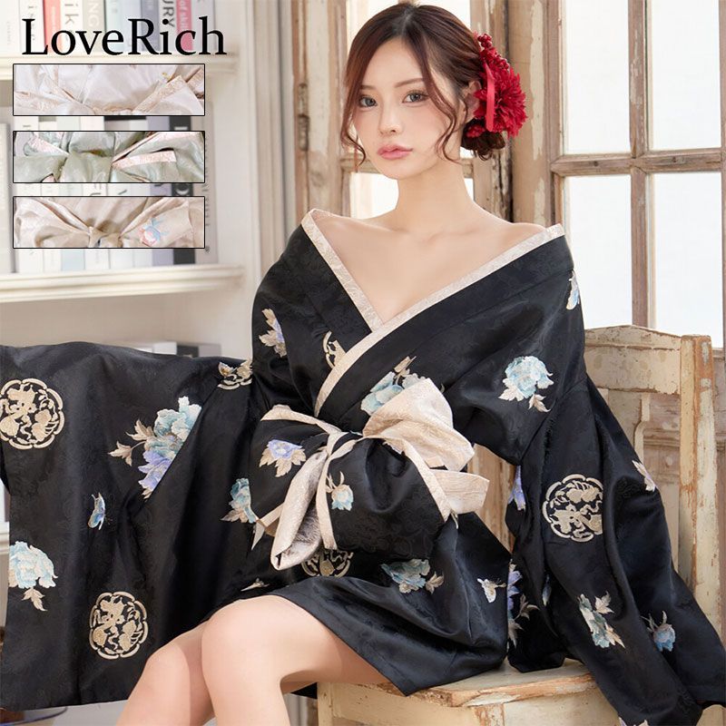 LoveRich ラブリッチ 【4カラー/2点セット】こだわり花柄刺繍 和柄 