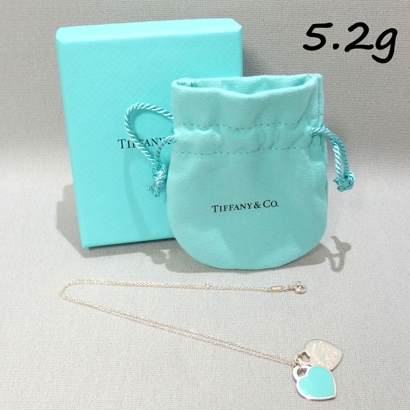 5.2g TIFFANY-Co リターントゥ ダブルハート タグ ネックレス Ag925 シルバー SV925 ブルー ティファニー 付属有