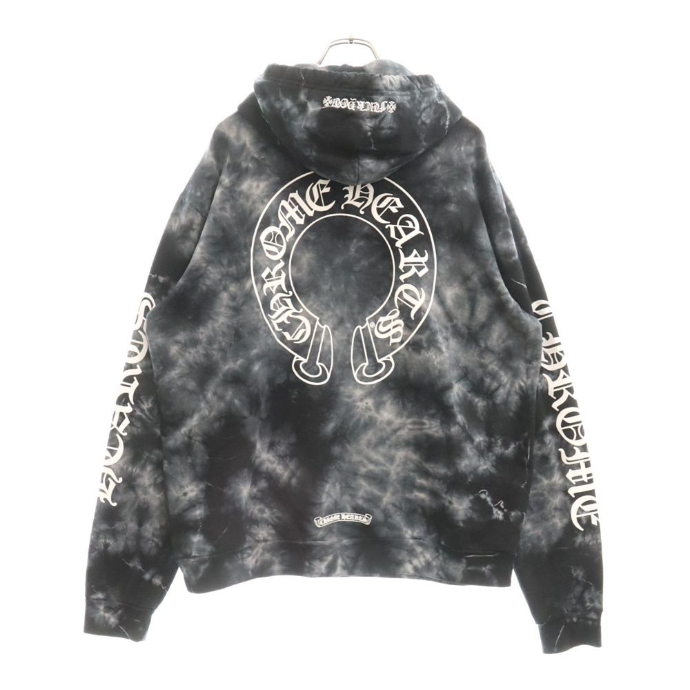 CHROME HEARTS (クロムハーツ) Horseshoe Hoodie Black Tie Dye タイダイ柄ホースシュープリントプルオーバーパーカー ネイビー