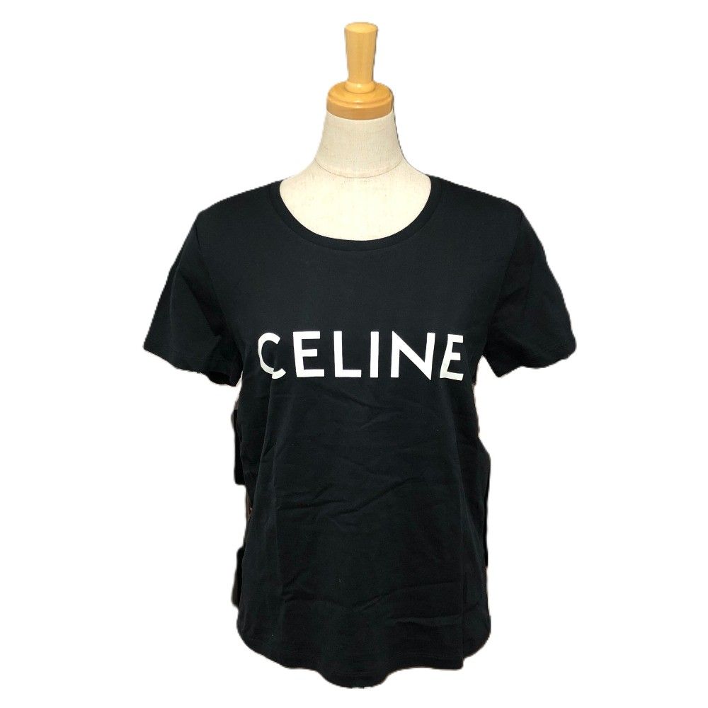 CELINE - セリーヌ CELINE ロゴ 483N 2AWB 半袖 Tシャツ 夏服 半袖シャツ 半袖Ｔシャツ コットン ブラック 新品同様 CELINE セリーヌ 半袖Tシャツ ロゴ 483N 2AWB コットン